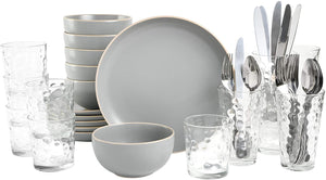 Round Stoneware Dinnerware Set, Service for 6 (42pcs) - EK CHIC HOME