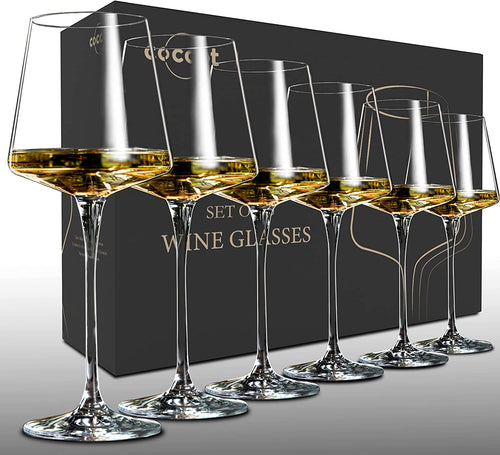 Wine Glasses Set of 6, Crystal W Set, Long Stem - EK CHIC HOME
