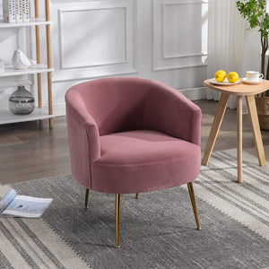 Comfortable Barrel Accent Chair, Velvet Fabric Upholstered - EK CHIC HOME