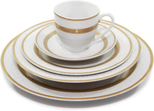 Load image into Gallery viewer, &quot;Queen&quot; 20-Piece White &amp; Gold Dinnerware Set, 24K Gold-Plated Fine Porcelain - EK CHIC HOME