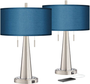 Modern Accent Table Lamps Set of 2 with USB Charging Port - EK CHIC HOME