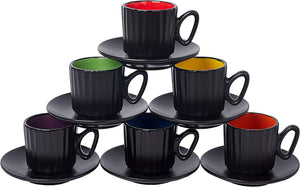 4 Ounce Espresso Set of 6 Cups with Saucers - EK CHIC HOME