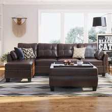 Load image into Gallery viewer, Convertible Sectional Sofa Couch Faux Leather L Shaped - EK CHIC HOME