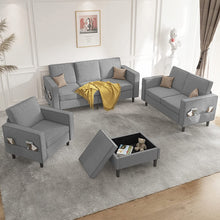 Load image into Gallery viewer, Convertible Sectional Sofa Couch with Storage Ottoman, 4 Pcs Couch Set - EK CHIC HOME