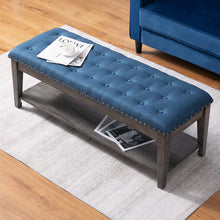 Load image into Gallery viewer, Upholstered Bench, Large Rectangular Tufted Linen Ottoman, - EK CHIC HOME