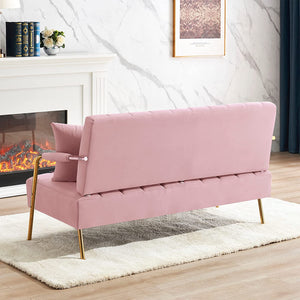 Upholstered Velvet Loveseat Sofa: 60" Mid Century 2 Seater - EK CHIC HOME