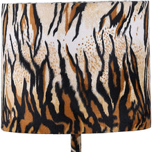 Load image into Gallery viewer, Fabric Wrapped Table Lamp with Striped Animal Print, Brown, Black - EK CHIC HOME