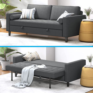 Convertible Futon Sofa Bed, 83“ W Sleeper Sofa Bed Couch with Spring Cushion - EK CHIC HOME