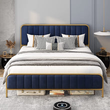 Load image into Gallery viewer, Upholstered Bed Frame with Button Tufted Headboard, Heavy Duty Metal - EK CHIC HOME