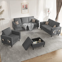 Load image into Gallery viewer, Convertible Sectional Sofa Couch with Storage Ottoman, 4 Pcs Couch Set - EK CHIC HOME