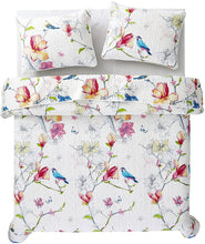 Load image into Gallery viewer, Floral Quilt Set, Botanical Flowers Birds Pattern Printed, 100% Cotton - EK CHIC HOME
