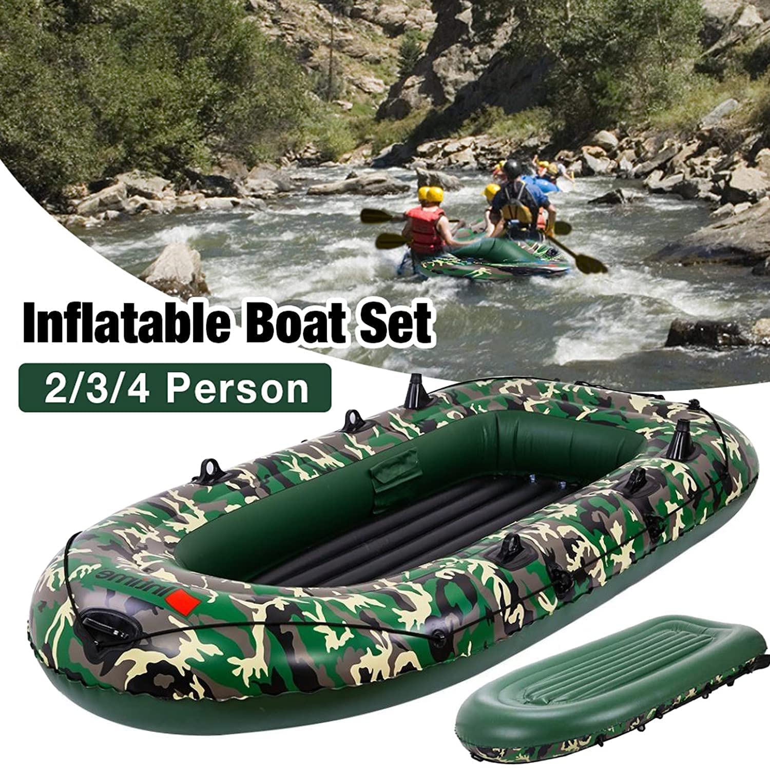 4 Man Inflatable Raft 4 Person Inflatable Boat Canoe - 9FT Raft Inflatable Kayak