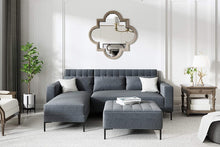 Load image into Gallery viewer, Convertible L Shape Upholstered Sectional Sofa with Ottoman/Chaise  (Grey) - EK CHIC HOME