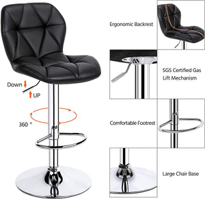 4pcs Barstools Adjustable PU Leather 360°Swivel Count Bar Chair - EK CHIC HOME