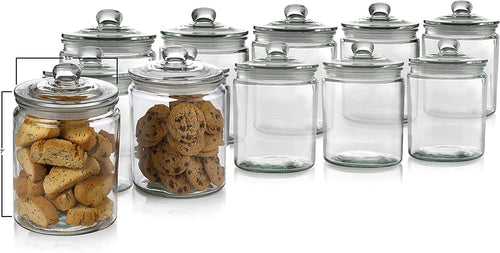 12 Pc 12 Gallon 64oz Clear Glass Storage Jar with Lids Airtight Food Jars - EK CHIC HOME