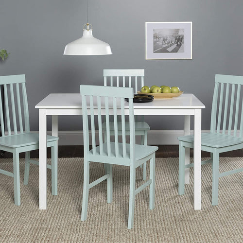 New 5 Piece Chic Dining Set-Table and 4 Chairs-White/Sage Finish - EK CHIC HOME