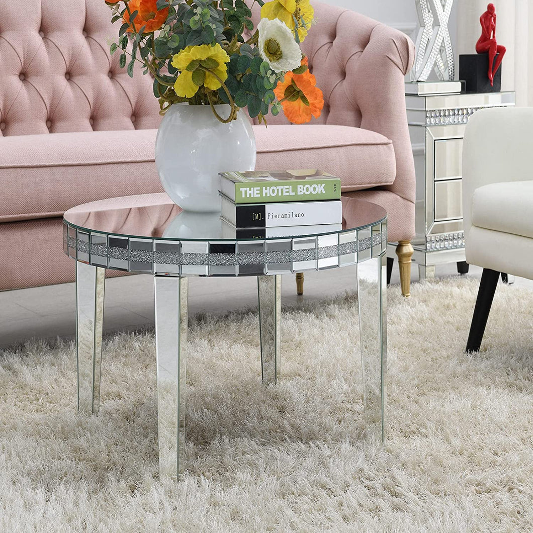 Coffee Table Mirrored with Crystal Inlay Surface - EK CHIC HOME