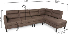 Load image into Gallery viewer, Modern Fabric Upholstered 4 Seater Sectional Sofa with Chaise Lounge - EK CHIC HOME