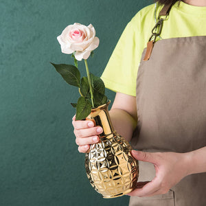 Ceramic Vase for Home Decor, Gift, Gold - EK CHIC HOME