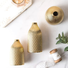 Load image into Gallery viewer, Ceramic Vase Set - 3 Small Vases, Luxurious Home Decor Gold - EK CHIC HOME