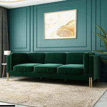 Load image into Gallery viewer, 95&quot; W 3-Seater Couch Mid Century Velvet Sofa with Metal Gold Legs - EK CHIC HOME