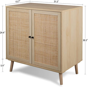 Sideboard Buffet Cabinet, Wide Kitchen Storage Cabinet with Rattan Doors - EK CHIC HOME
