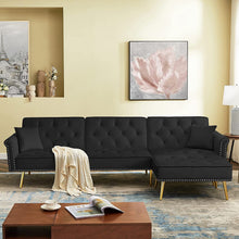 Load image into Gallery viewer, L-Shaped Sectional Sofa Couch with Adjustable Backrest Removable Ottoman - EK CHIC HOME