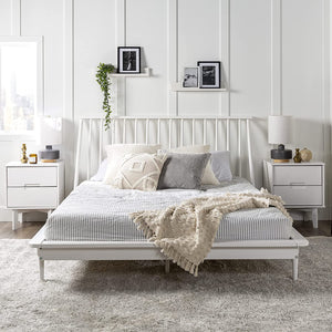 Home Accent Furnishings Mid-Century Modern Solid Wood Queen Platform Bed - EK CHIC HOME