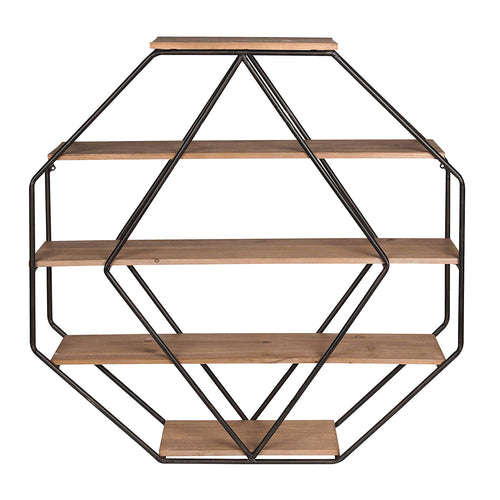Wood Octagon Floating Wall Shelves - EK CHIC HOME