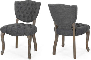 Tufted Dining Chair with Cabriolet Legs (Set of 2) - EK CHIC HOME