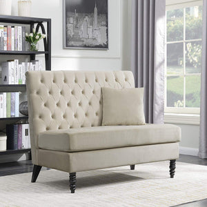 Modern Button Tufted Settee Bedroom Bench Loveseat Sofa Living Room Velvet, - EK CHIC HOME