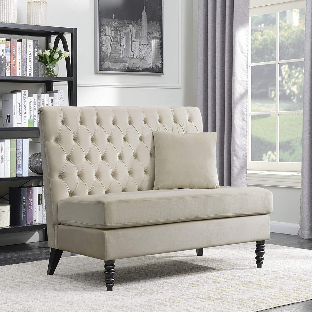 Modern Button Tufted Settee Bedroom Bench Loveseat Sofa Living Room Velvet, - EK CHIC HOME