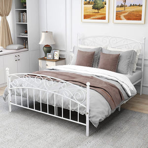 Farmhouse Metal Bed Frame Queen Size Victorian Stylish Platform Bed - EK CHIC HOME