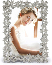 Load image into Gallery viewer, Metal Picture Frame with Rhinestones Décor (Silver, 4X6&quot;) - EK CHIC HOME