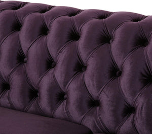 6 Seater Velvet Tufted Chesterfield Sectional BlackBerry - EK CHIC HOME