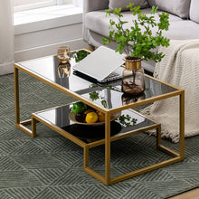 Load image into Gallery viewer, Glass Coffee Table, Brass Accent Modern Tempered Glass Side Table - EK CHIC HOME