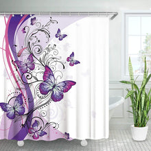 Load image into Gallery viewer, Butterfly Shower Curtain with Hooks - Purple Butterfly - EK CHIC HOME