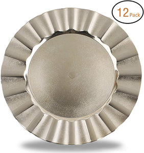 Round 13 Inch Plastic Charger Plates with Eletroplating Finish (12, Reef Gold) - EK CHIC HOME