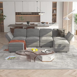 Convertible Sectional Sofa Couch with Adjustable Back - EK CHIC HOME