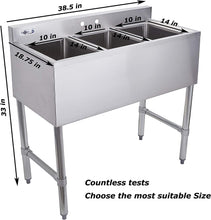 Load image into Gallery viewer, 3 Compartment Sink Commercial of Stainless Steel - EK CHIC HOME