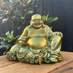 Laughing Buddha Statue for Home – Gold Buddah Statute for Feng Shui - EK CHIC HOME