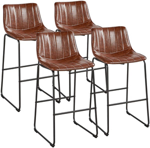 30'' Height Fashionable Pub Stool Leather Chairs-Set of 4 - EK CHIC HOME