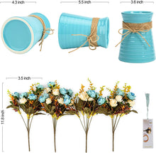 Load image into Gallery viewer, Artificial Flower Bouquets with Blue Ceramic Vase, - EK CHIC HOME