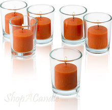 Load image into Gallery viewer, Clear Glass Round Votive Candle Holders with Red Votive Candles Set of 72 - EK CHIC HOME