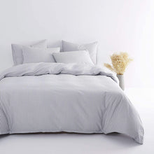 Load image into Gallery viewer, Gray White Striped Comforter Set, 4 Pillow Cases, Grey White - EK CHIC HOME
