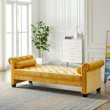 Load image into Gallery viewer, Velvet Long Ottoman Bench 82.3&quot; Button Tufted, Curved Rolled Arm - EK CHIC HOME