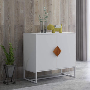Sideboard Cabinet Modern Solid Wood Square Handles - EK CHIC HOME
