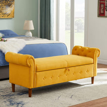 Load image into Gallery viewer, Fabric Armed Storage Ottoman Bench Contemporary Rolled Arm - EK CHIC HOME