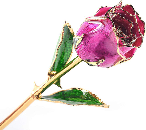 Long Stem Trimmed 24K Gold Dipped Real Rose Pink 11 Inches - EK CHIC HOME