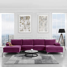 Load image into Gallery viewer, Large Velvet Fabric U-Shape Sectional Sofa, Double Extra Wide Chaise - EK CHIC HOME